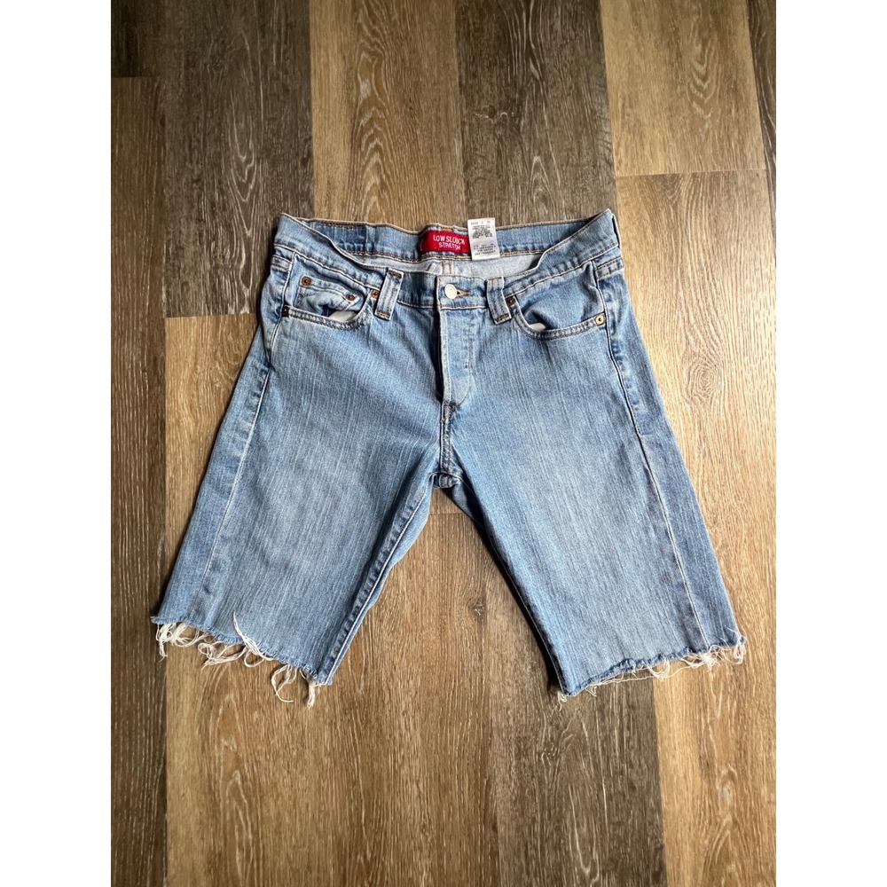 Levi's 513 Denim Shorts Juniors 9 M Blue Good Low Slouch Stretch Cut Off